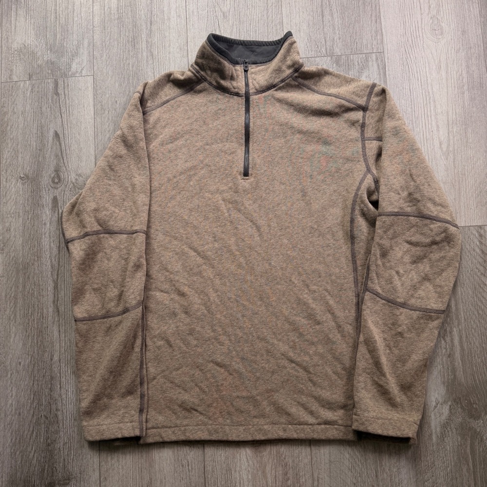 Kuhl Mens Large Brown 1/4 Zip Fleece Pullover Sherpa Lined Outdoor Hiking